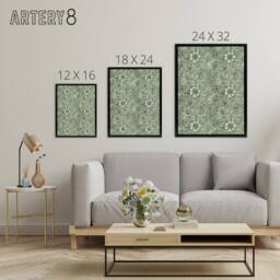"Artery8 Marigold Flower Green Pattern Framed Canvas Wall Art Print W. Morris - Size: W12"" x H16""" - thumbnail 4