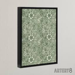 "Artery8 Marigold Flower Green Pattern Framed Canvas Wall Art Print W. Morris - Size: W12"" x H16""" - thumbnail 2
