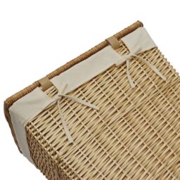 JVL Hand Woven Acacia Rectangular Laundry Willow Basket with Lid in Gold - Size: Medium - thumbnail 3