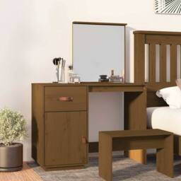 Berkfield Home Dressing Table Honey Brown 95x50x134 cm Solid Wood Pine - Size: 95 x 50 x 134 cm - thumbnail 2