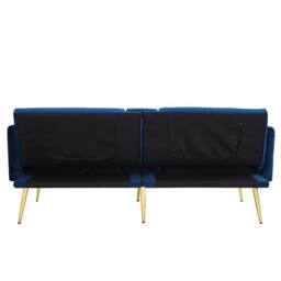 BTM Two seater sofa bed with adjustable backrest & cup holders in Blue - thumbnail 9