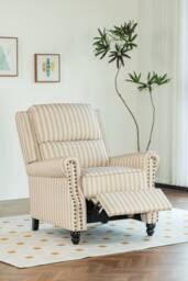 Living and Home Single Sofa Recliner Chair Armchair with Footrest in Beige - thumbnail 2