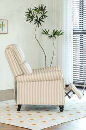 Living and Home Single Sofa Recliner Chair Armchair with Footrest in Beige - thumbnail 4