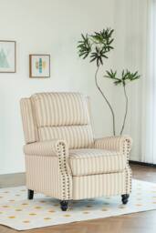 Living and Home Single Sofa Recliner Chair Armchair with Footrest in Beige