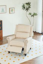 Living and Home Single Sofa Recliner Chair Armchair with Footrest in Beige - thumbnail 5