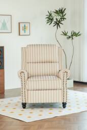 Living and Home Single Sofa Recliner Chair Armchair with Footrest in Beige - thumbnail 6