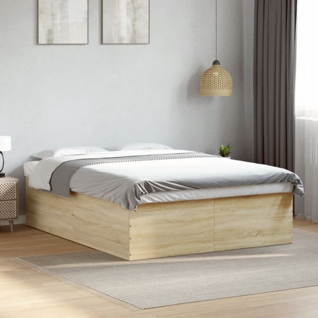 Berkfield Home Bed Frame without Mattress Sonoma Oak 150x200 cm King Size in Brown - image 1