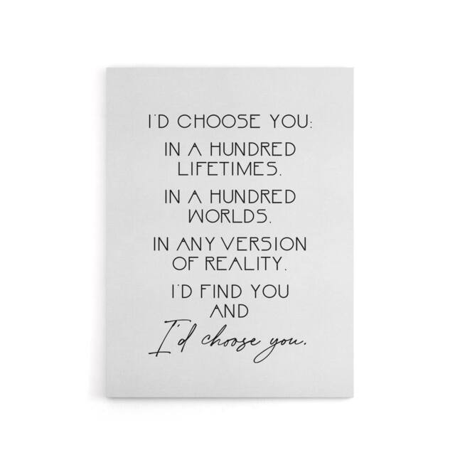 "Artery8 Would Choose You In Hundred Lifetimes Love Modern Canvas Art Print in White - Size: W24"" x H32""" - image 1