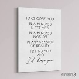 "Artery8 Would Choose You In Hundred Lifetimes Love Modern Canvas Art Print in White - Size: W24"" x H32""" - thumbnail 2