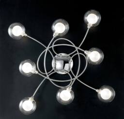 Netlighting BLOG 8 Light Multi Arm Semi Flush Ceiling light Chrome 66x66x20cm in Silver - Size: 66 x 66 x 20 cm - thumbnail 2
