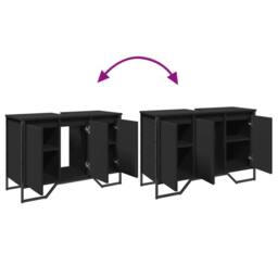 Berkfield Home Bathroom Sink Cabinet Black 91x35x60 cm Engineered Wood - Size: 91 x 35 x 60 cm - thumbnail 9
