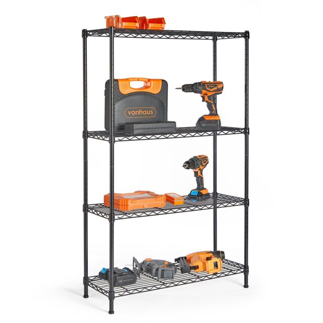 VonHaus 4 Tier Garage Shelving Units in Black - image 1