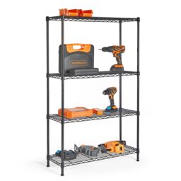 VonHaus 4 Tier Garage Shelving Units in Black
