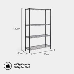 VonHaus 4 Tier Garage Shelving Units in Black - thumbnail 4