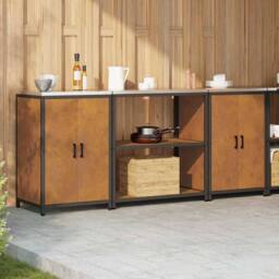Berkfield Home Kitchen Storage Set with Shelf with Storage with Door 3 pcs Rusty in Brown - thumbnail 4