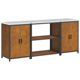 Berkfield Home Kitchen Storage Set with Shelf with Storage with Door 3 pcs Rusty in Brown - thumbnail 1