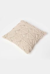 Homescapes Willow Handwoven Natural Macrame Cushion - Size: 45 cm x 45 cm - thumbnail 5