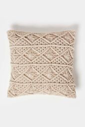 Homescapes Willow Handwoven Natural Macrame Cushion - Size: 45 cm x 45 cm