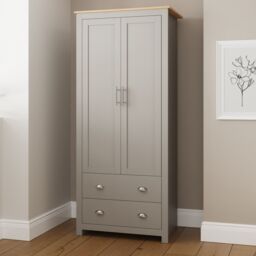 GFW Lancaster 2 Door 2 Drawer Wardrobe in Grey - thumbnail 2
