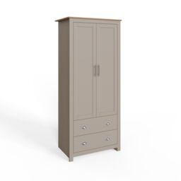 GFW Lancaster 2 Door 2 Drawer Wardrobe in Grey - thumbnail 3