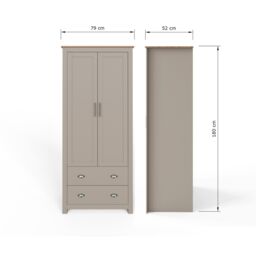 GFW Lancaster 2 Door 2 Drawer Wardrobe in Grey - thumbnail 8