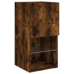 Berkfield Home TV Cabinets with LED Lights 2 pcs Smoked Oak 30.5x30x60 cm in Brown - thumbnail 7