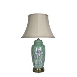 Minster Table Lamp & Shade - Ceramic - L19 x W19 x H47 cm in Green - thumbnail 1