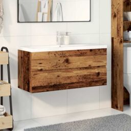 Berkfield Home Sink Cabinet with Built-in Basin Old Wood 101x39.5x49 cm in Brown - thumbnail 3