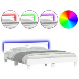 Berkfield Home Bed Frame with LED without Mattress White 160x200 cm - thumbnail 1