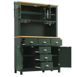 Merax Farmhouse Style Kitchen Pantry Cabinet with LED Lighting & Drawers in Green - thumbnail 8
