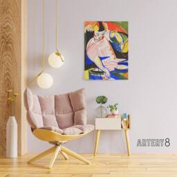 "Artery8 Child Colourful Painting Henry Lyman Sayen Canvas Wall Art Print - Size: W12"" x H16""" - thumbnail 3