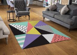 Benjamin Tate Design Retro Themed Geometrics Rug in Natural - Size: Large - thumbnail 2