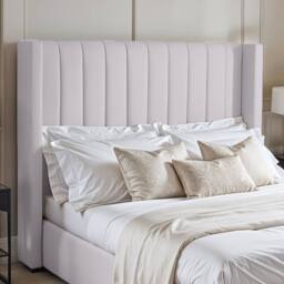 UK Bed Furniture Barcelona Upholstered Bed with 48 Inch Headboard & Slatted Base in Silver - Size: Small Double - thumbnail 2