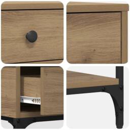 Berkfield Home Modern Console Table Artisan Oak 75x34.5x75 cm Engineered Wood in Brown - thumbnail 9