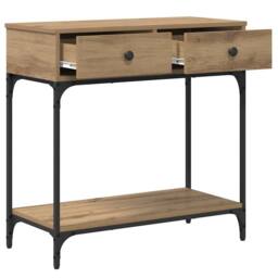 Berkfield Home Modern Console Table Artisan Oak 75x34.5x75 cm Engineered Wood in Brown - thumbnail 5