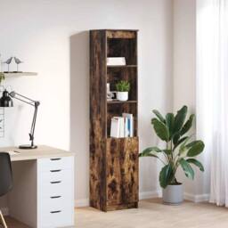 Berkfield Home Highboard Smoked Oak 37.5x35x180 cm Engineered Wood in Brown - thumbnail 2