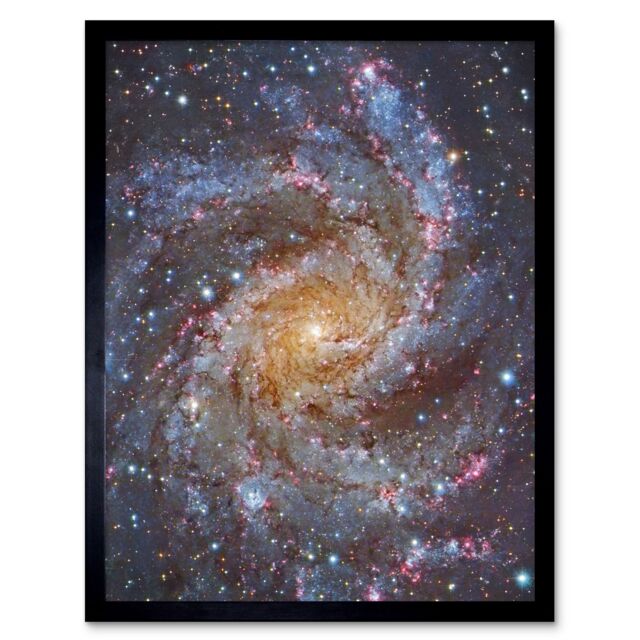Artery8 Hubble Space Telescope Image NGC 6946 Supernova Fireworks Galaxy Subaru & Red Eclipse Star Cluster Hodge's Complex Art Print Framed Poster - image 1
