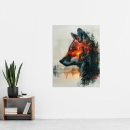 "Artery8 Wall Art Print Wolf Forest Sunset Nature Animal Lover Design Poster in Grey - Size: W18"" x H24""" - thumbnail 4
