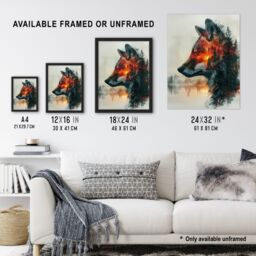 "Artery8 Wall Art Print Wolf Forest Sunset Nature Animal Lover Design Poster in Grey - Size: W18"" x H24""" - thumbnail 3