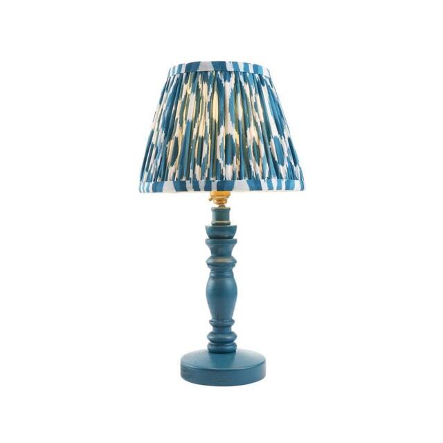 Netlighting Bibury Blue Table Lamp Blue Fabric Ikat Shade 20cm B22 - image 1