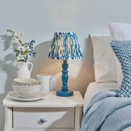Netlighting Bibury Blue Table Lamp Blue Fabric Ikat Shade 20cm B22 - thumbnail 2