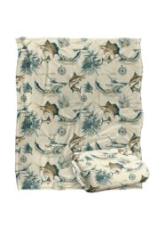 JQ Licensing Jl-Jp-Jq Billfish Tiki Fishing Pattern 2 Silky Touch Super Soft Throw Blanket 152 X 127 cm in White - thumbnail 2