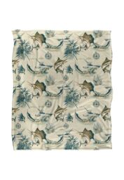 JQ Licensing Jl-Jp-Jq Billfish Tiki Fishing Pattern 2 Silky Touch Super Soft Throw Blanket 152 X 127 cm in White - thumbnail 1