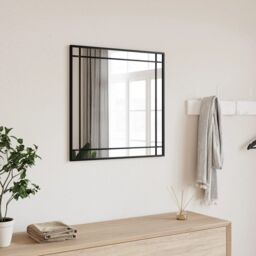 Berkfield Home Wall Mirror Black 50x50 cm Square Iron
