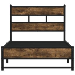 Berkfield Home Metal Bed Frame without Mattress Smoked Oak 100x200 cm in Brown - thumbnail 4