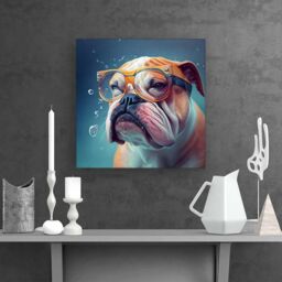 Warren Reed - Designer Bulldog With Glasses Splashart Canvas in Brown - Size: w10 inch x h10 inch - thumbnail 2
