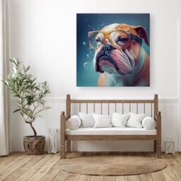 Warren Reed - Designer Bulldog With Glasses Splashart Canvas in Brown - Size: w10 inch x h10 inch - thumbnail 3