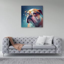 Warren Reed - Designer Bulldog With Glasses Splashart Canvas in Brown - Size: w10 inch x h10 inch - thumbnail 4