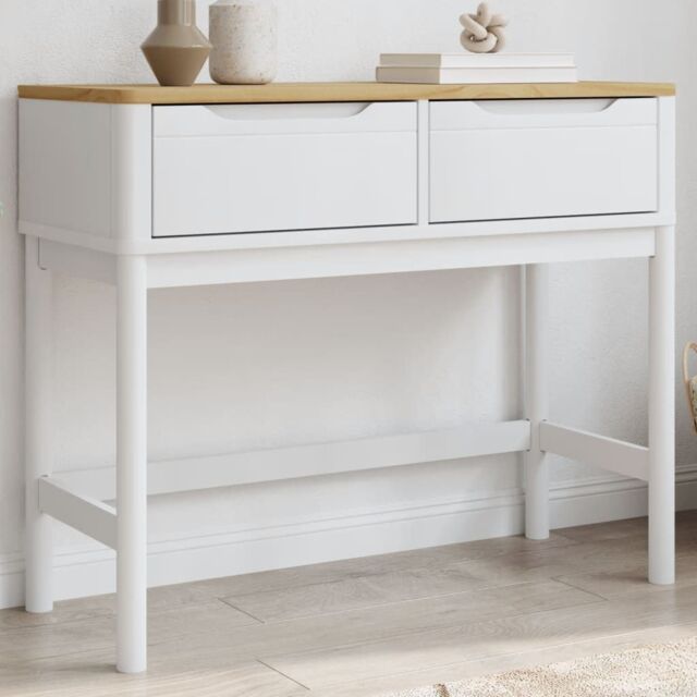 Berkfield Home Console Table FLORO White 89.5x36.5x73 cm Solid Wood Pine - image 1