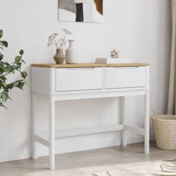 Berkfield Home Console Table FLORO White 89.5x36.5x73 cm Solid Wood Pine - thumbnail 3